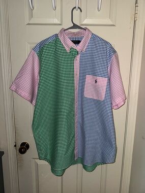 Polo Ralph Lauren Mens Gingham Check Fun Shirt Oxford Classic Fit Size 1XB.